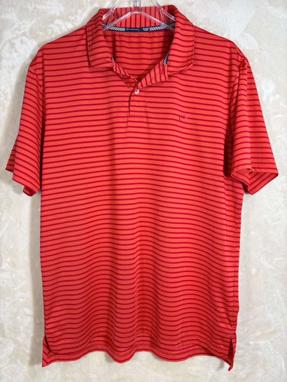 Southern Tide Men’s Preppy Classic Red Striped Polo Golf Shirt Size M